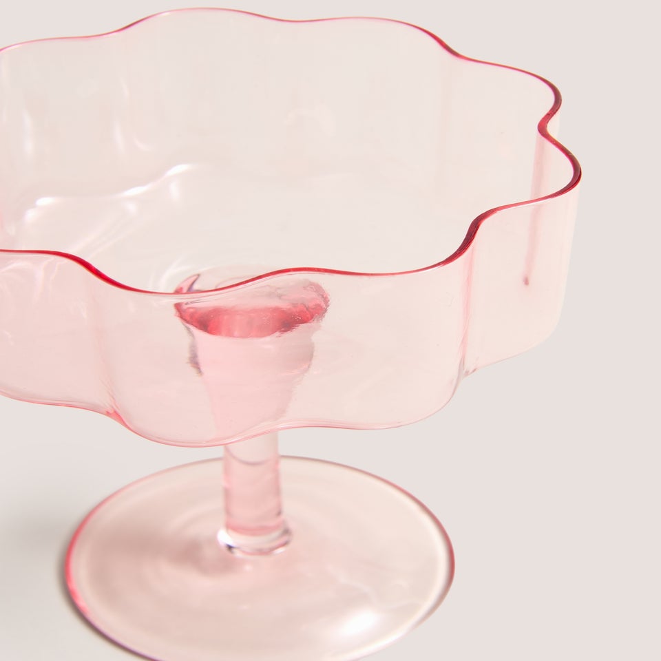 Pink Scalloped Wine Glass