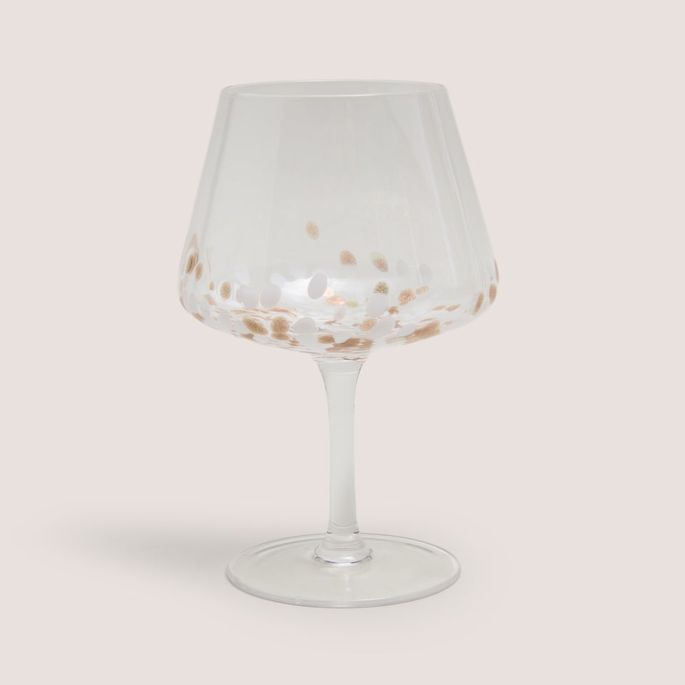 Gold Mono Confetti Wine Glass