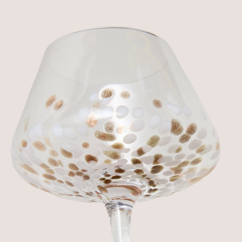 Gold Mono Confetti Wine Glass