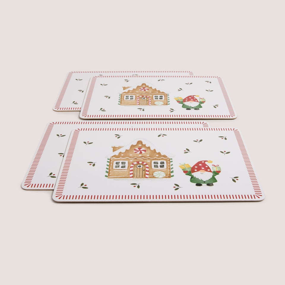 4 Pack Mistletoe Farm Corkback Placemats