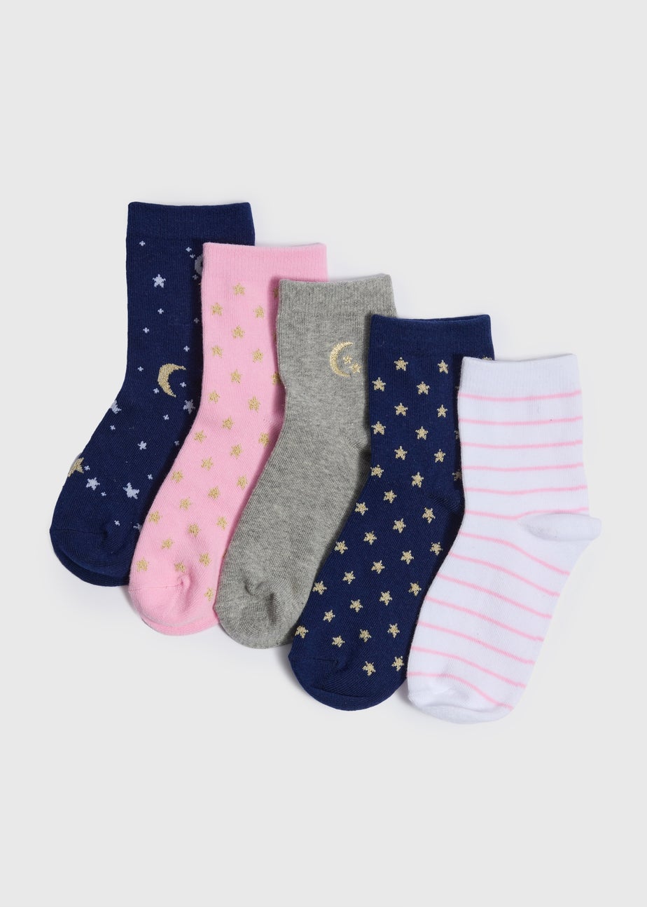 5 Pack Girls Multicolour Celestial Socks (Younger 6-Older 6.5)