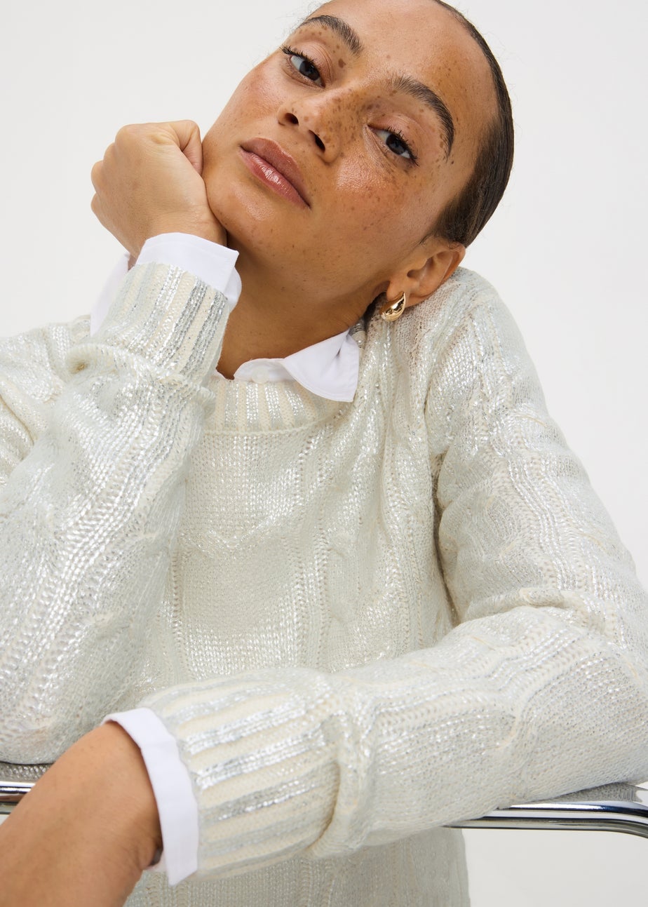 Cream Cable Foil Knit Jumper