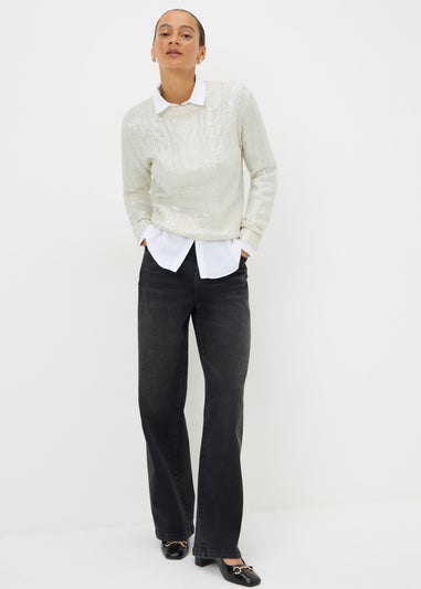 Cream Cable Foil Knit Jumper