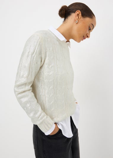 Cream Cable Foil Knit Jumper