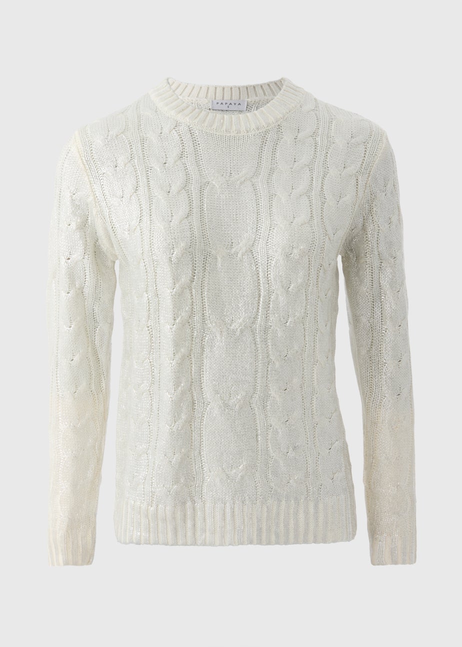 Cream Cable Foil Knit Jumper