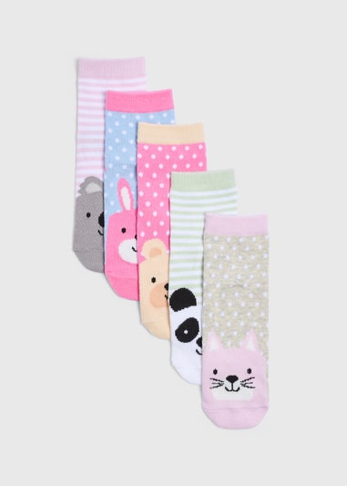 5 Pack Girls Animal Character Socks (Younger 6-Older 6.5)