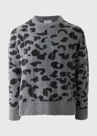 Grey Sequin Animal Print Jumper