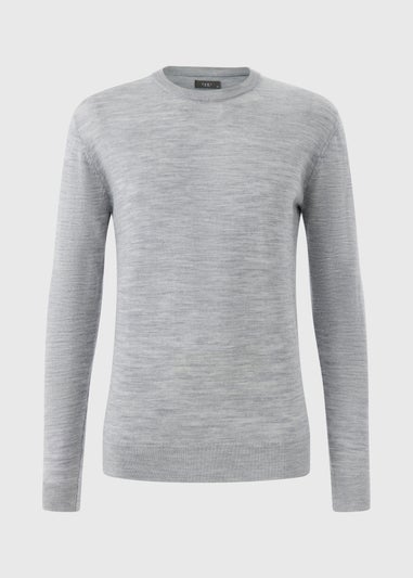 Grey Merino Wool Crew Jumper