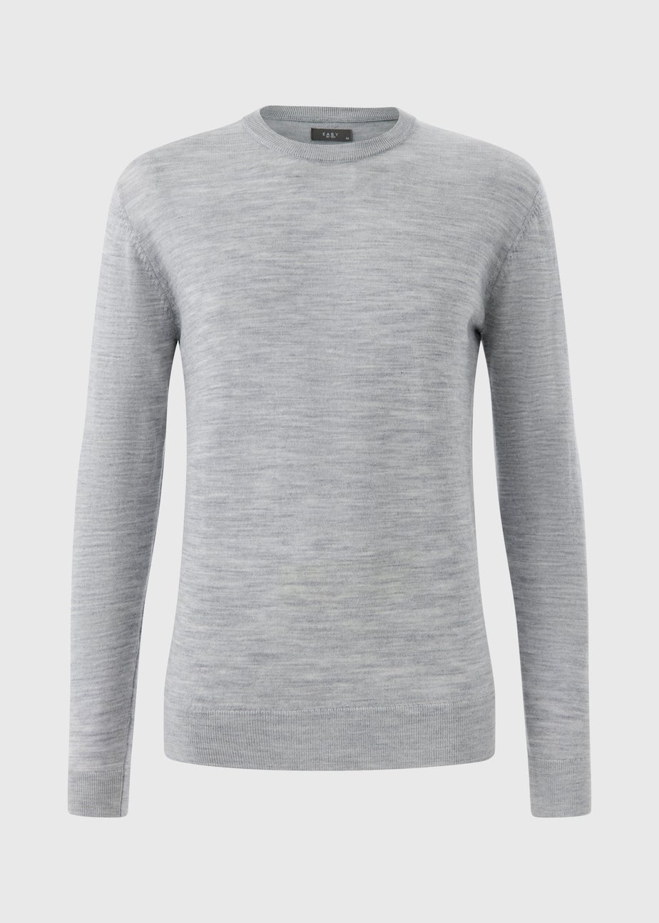 Grey Merino Wool Crew Jumper