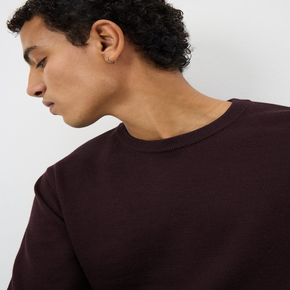 Plum Merino Wool Crew Jumper