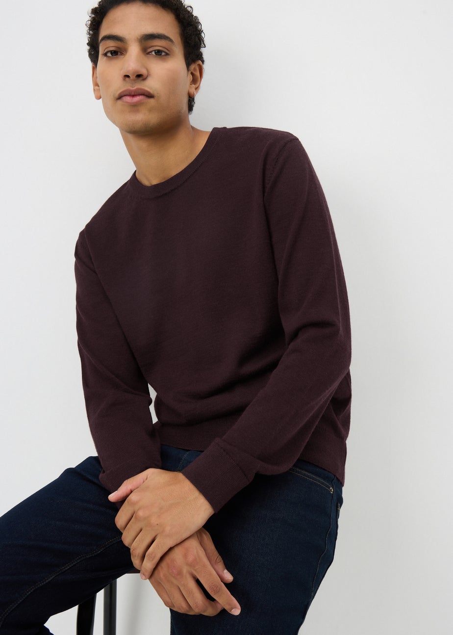 Plum Merino Wool Crew Jumper
