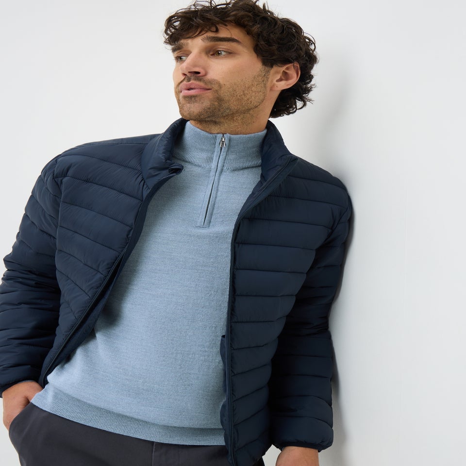 Light Blue Merino Wool 1/4 Zip Jumper