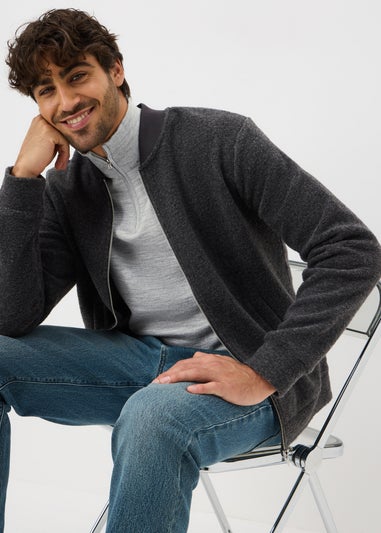 Grey Merino Wool 1/4 Zip Jumper