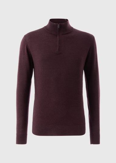 Plum Marino Wool 1/4 Zip Jumper
