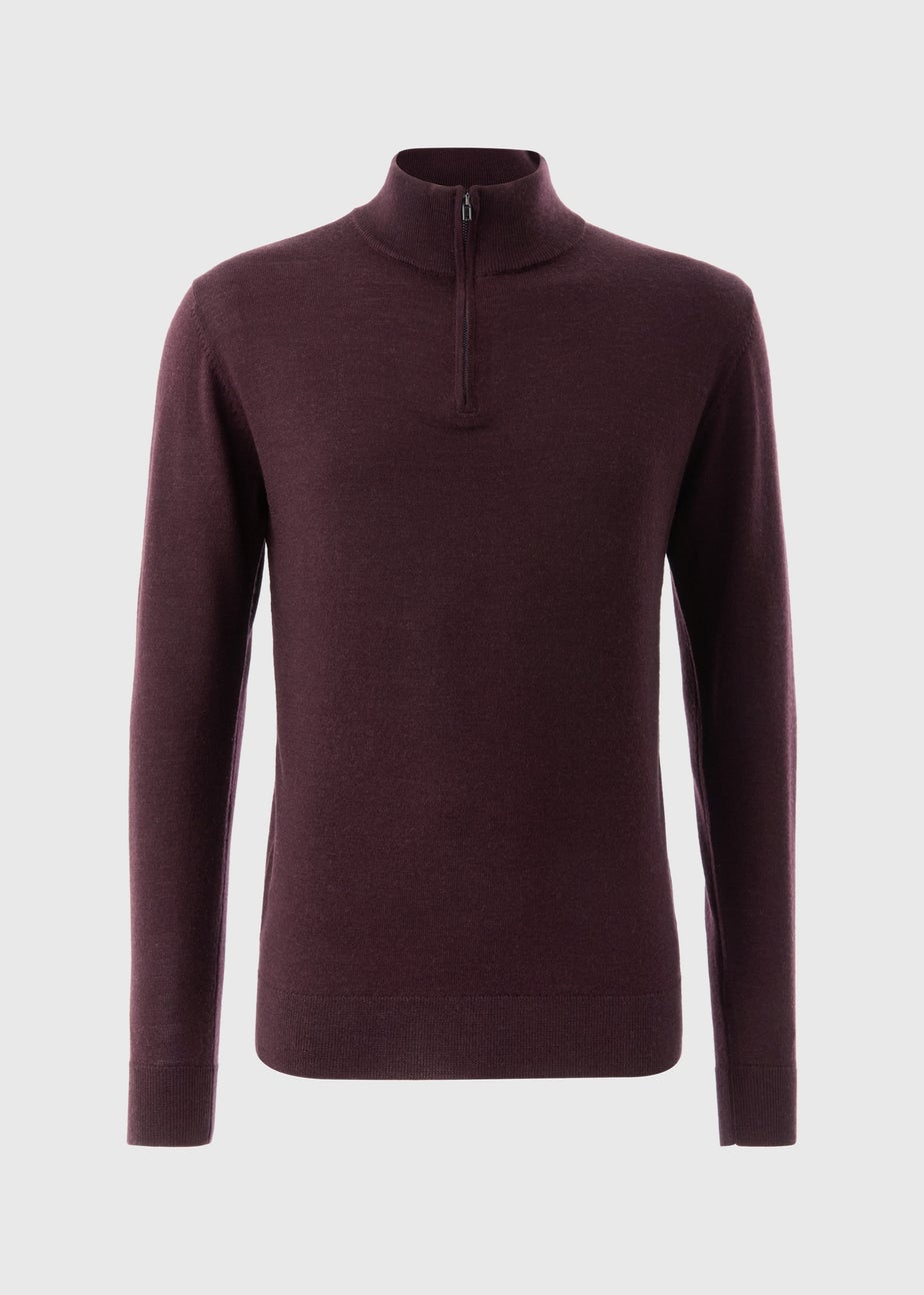 Plum Marino Wool 1/4 Zip Jumper
