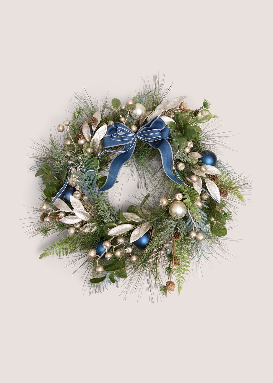 Navy Christmas LED Full Wreath