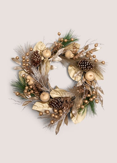 Gold Fruit LED Wreath