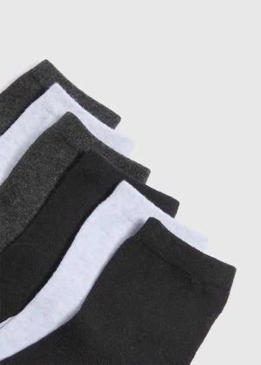 7 Pack Boys Black Footbed Check Socks (Younger 6-Older 6.5)