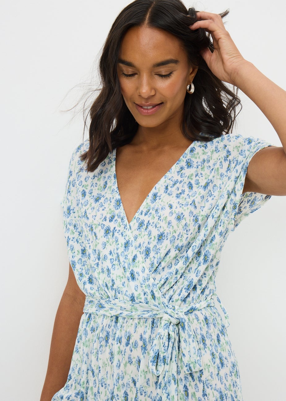 Cream Ditsy Floral Plisse Jumpsuit