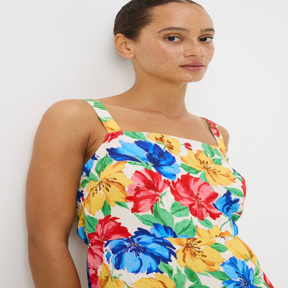 Multicolour Floral Back Bow Mini Dress