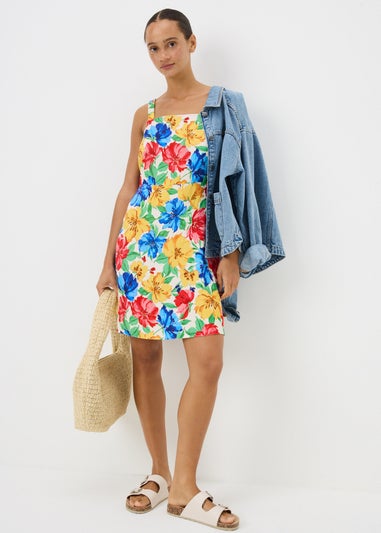 Multicolour Floral Back Bow Mini Dress