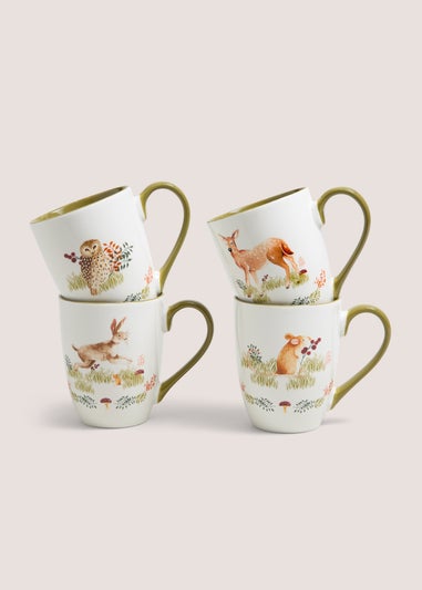 Set Of 4 Woodland Animal Mugs