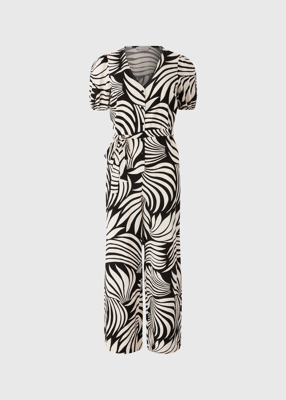 Black Abstract Wide Leg Jumpsuit