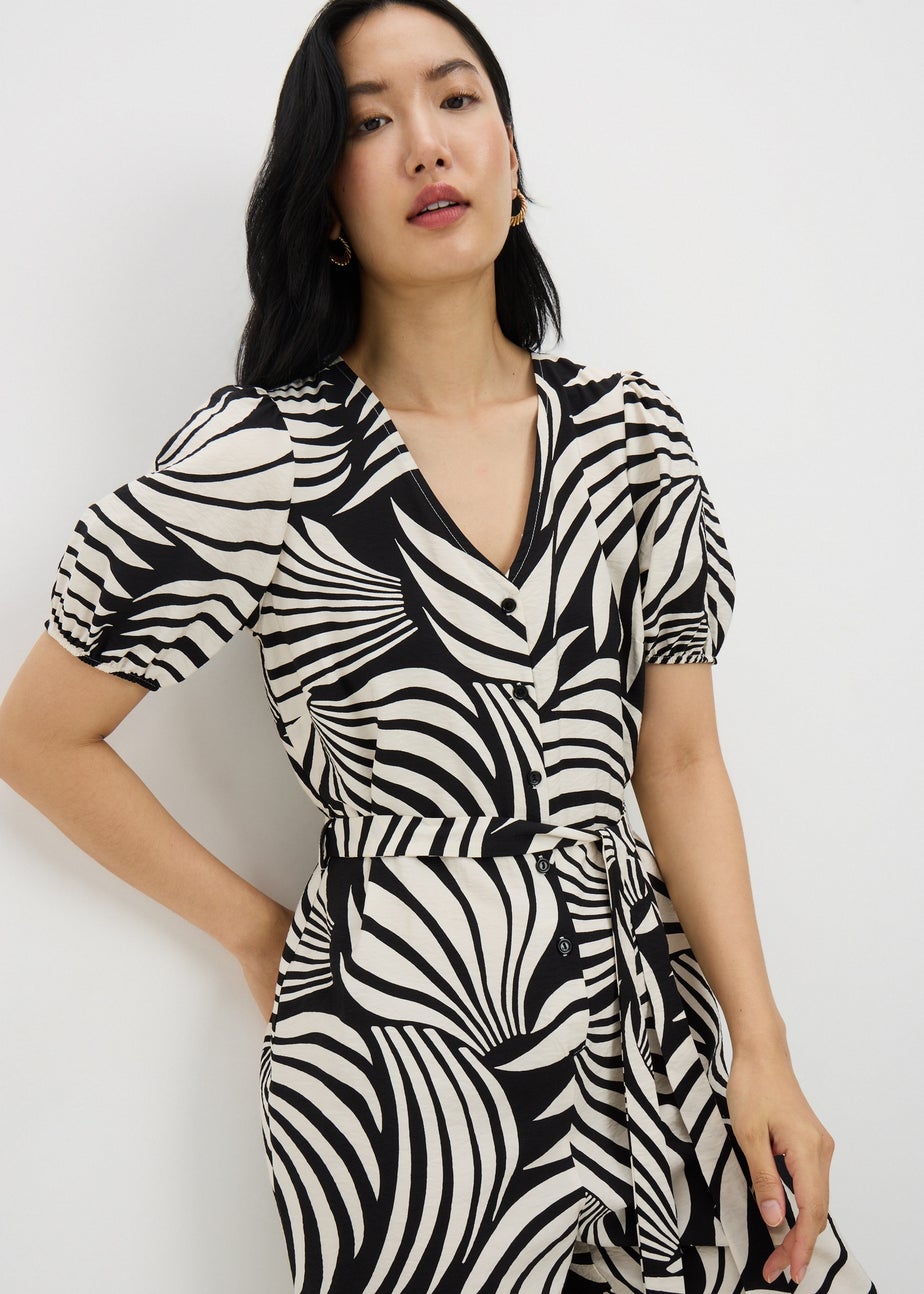 Black Abstract Wide Leg Jumpsuit