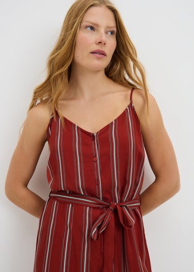 Red Striped Strappy Jumpsuit