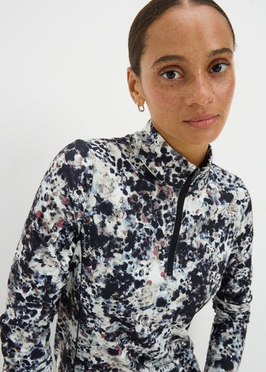 Multicoloured Printed Half Zip Top