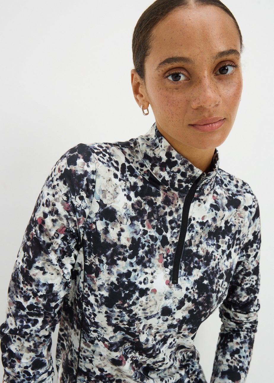 Multicoloured Printed Half Zip Top