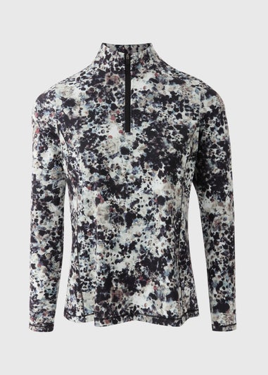 Multicoloured Printed Half Zip Top