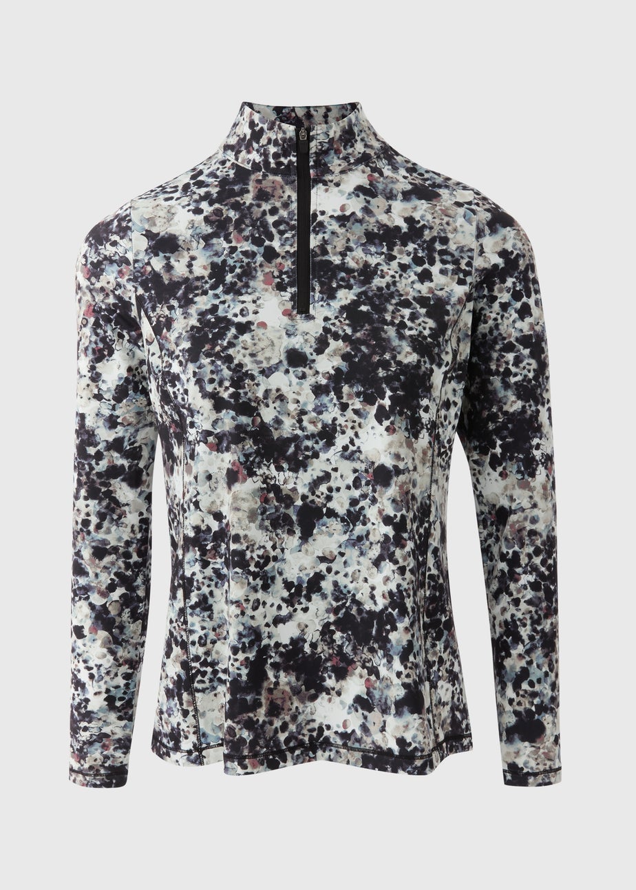 Multicoloured Printed Half Zip Top