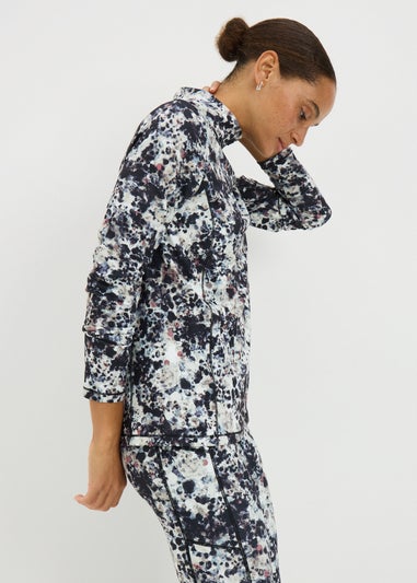 Multicoloured Printed Half Zip Top