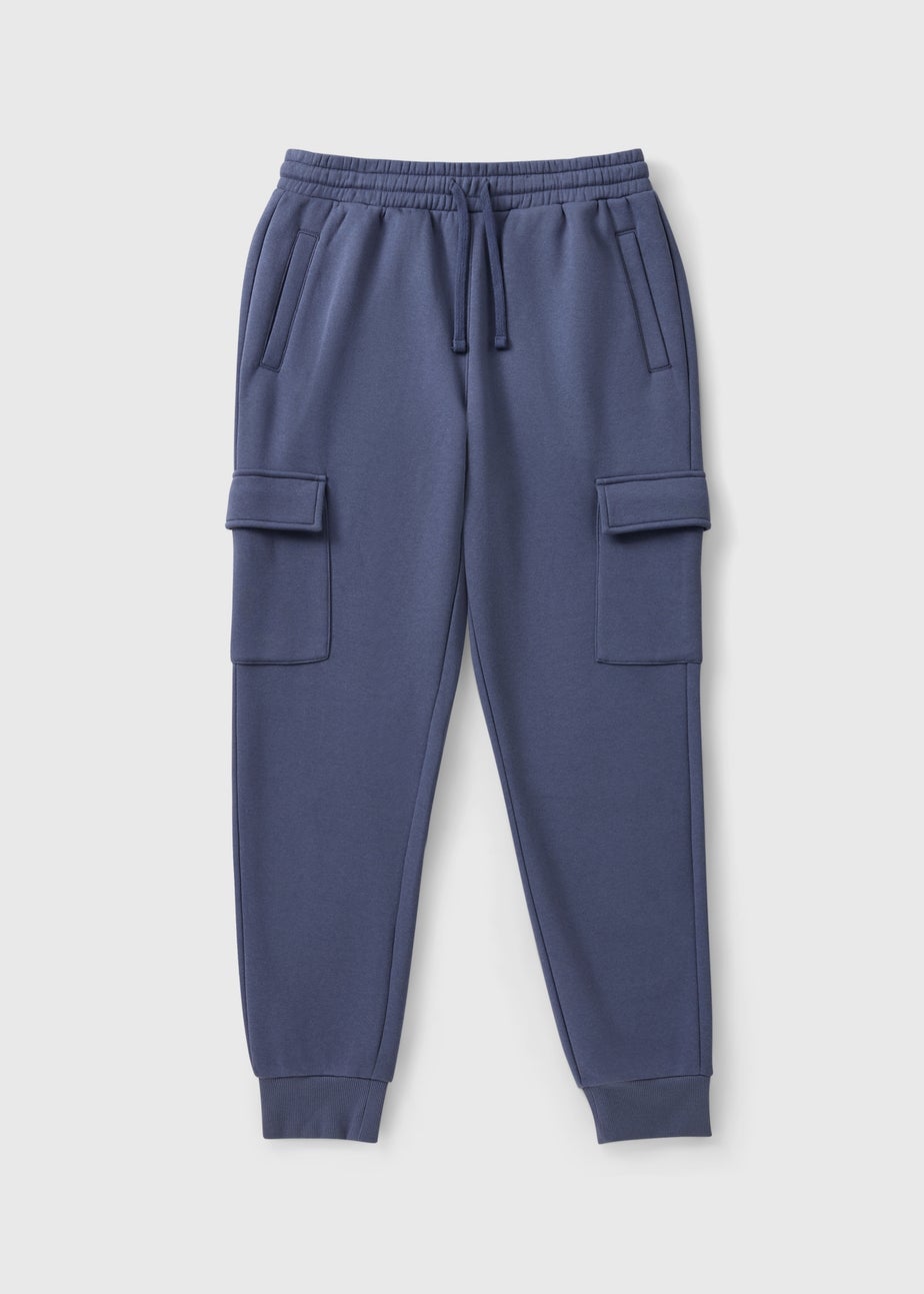 Blue Slim Cuff Cargo Joggers