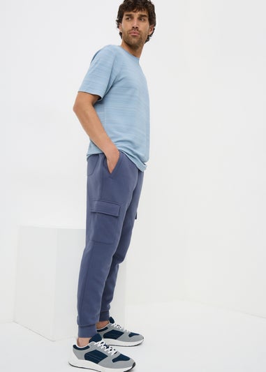 Blue Slim Cuff Cargo Joggers