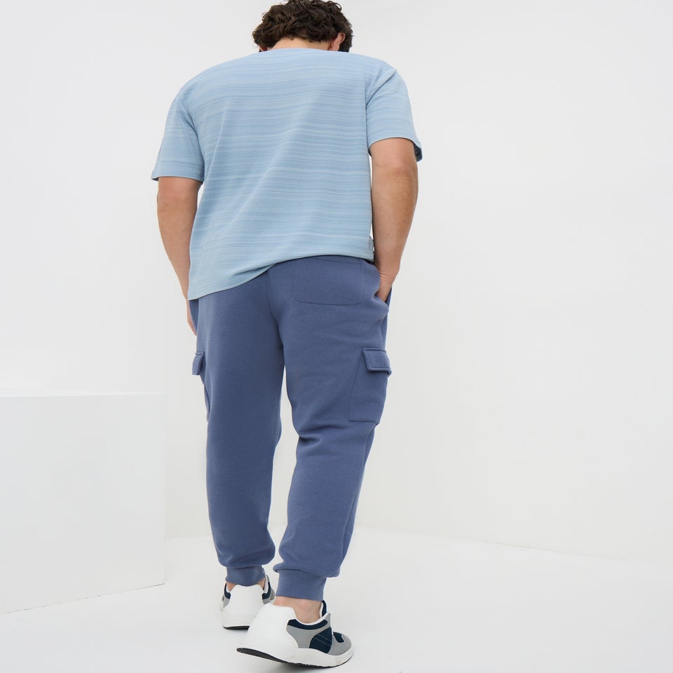 Blue Slim Cuff Cargo Joggers