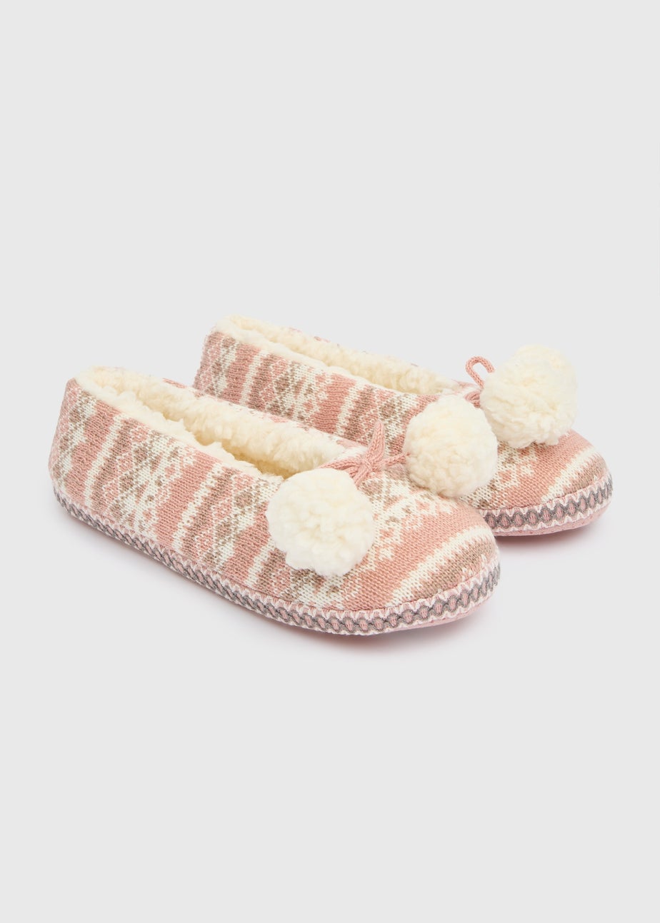 Pink Fairisle Ballet Slippers