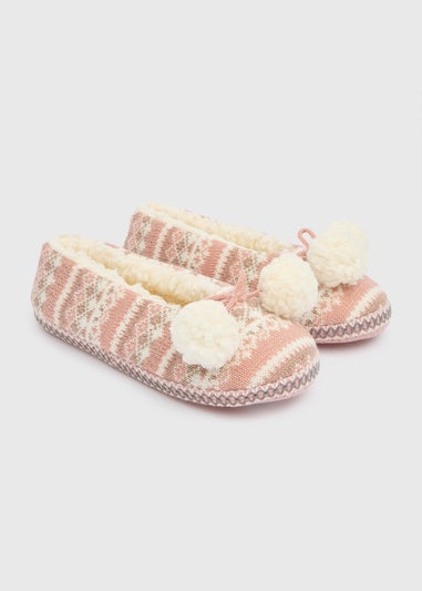 Pink Fairisle Ballet Slippers