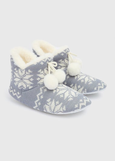 Blue Grey Fairsile Slipper Boots