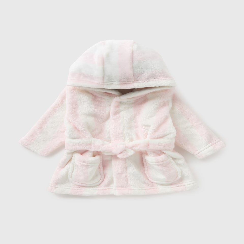 Baby Pink Stripe Dressing Gown (Newborn-18mths)