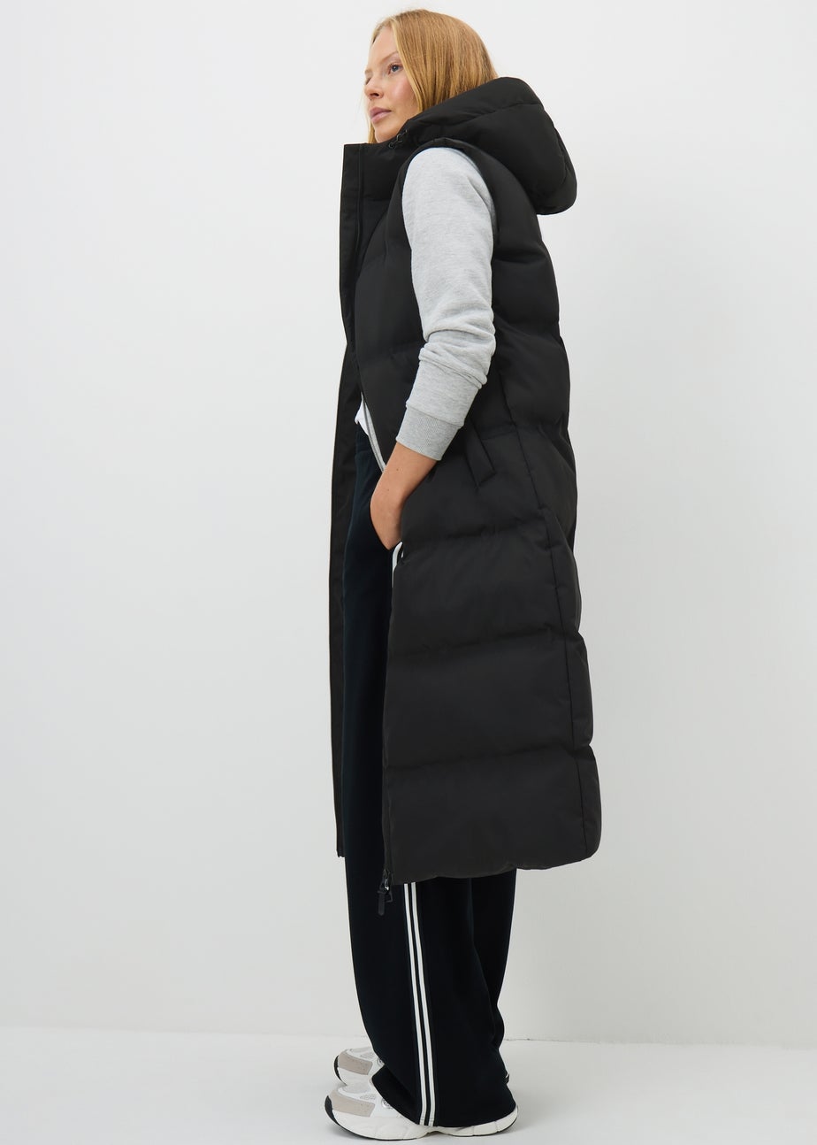 Papaya Petite Black Long Padded Showerproof Gilet