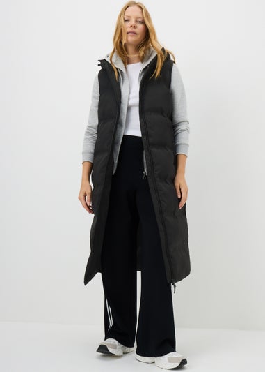 Papaya Petite Black Long Padded Showerproof Gilet