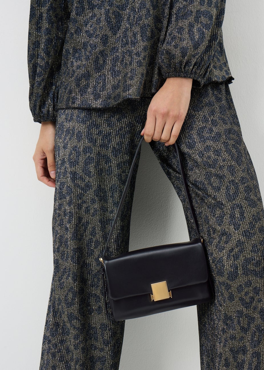 Black Smooth Shoulder Bag