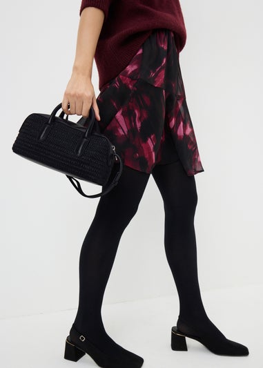 Black Faux Leather Mini Tote Bag