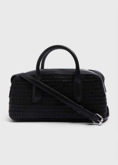 Black Faux Leather Mini Tote Bag