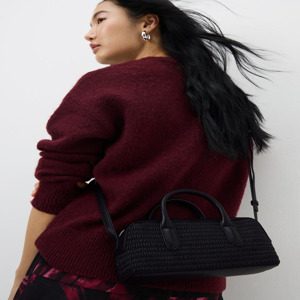 Black Faux Leather Mini Tote Bag