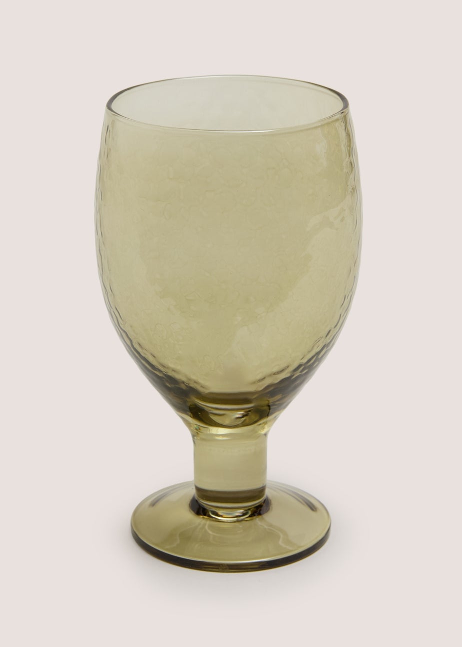 Green Hammered Wine Glass