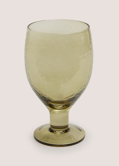Green Hammered Wine Glass
