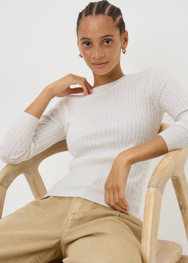 Cream Knitted Baby Cable Jumper